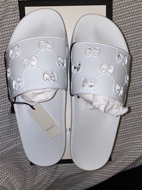 cheap gucci slides white|gucci slides clearance.